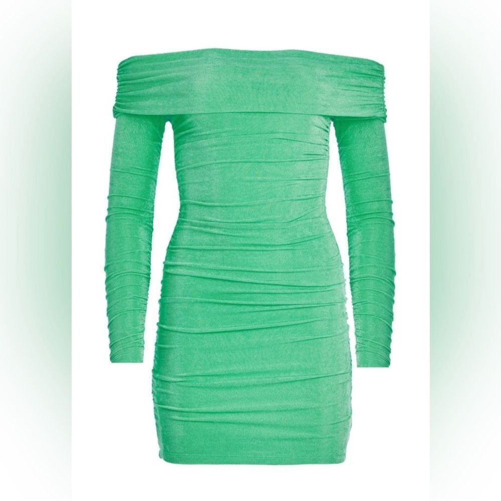 NWT SER.O.Ya Women's Windsor Mini Off The Shoulder Dress in Pistachio Size XS - Picture 6 of 7